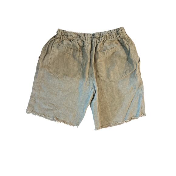 Women M Casa Mastro Positano Brown Beige Shorts 100% Linen Lagenlook - Picture 3 of 6